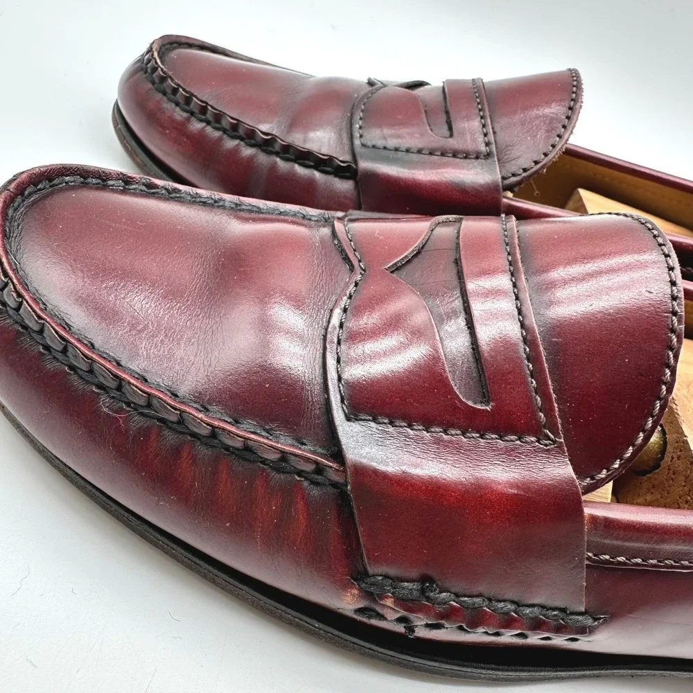 Vintage GH Bass Weejuns Oxblood Burgundy Leather Penny Loafers Made in USA 8D